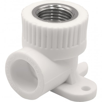 Угольник THERMOLIGHT комбинированный PP-R ВР с креплением 20х1/2quot; белый (20/140) Угольник THERMOLIGHT комбинированный PP-R ВР с креплением 20х1/2quot; белый (20/140)