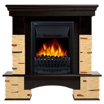 Портал Firelight Pietra Nuovo Classic камень сланец натуральный, шпон темный дуб Портал Firelight Pietra Nuovo Classic камень сланец натуральный, шпон темный дуб