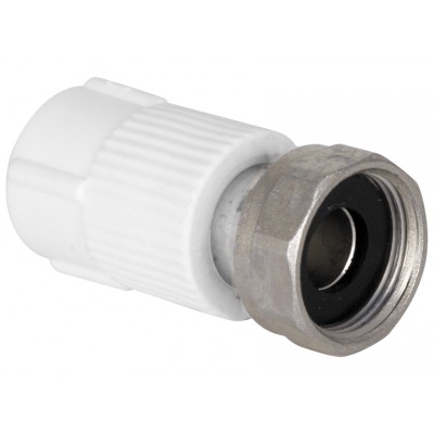 Муфта TEBO бел. PP-R с накидной гайкой 20x1/2quot; (мет.штуцер) (40/240), арт. 030021001 Муфта TEBO бел. PP-R с накидной гайкой 20x1/2quot; (мет.штуцер) (40/240), арт. 030021001