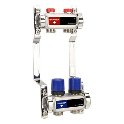 Группа коллекторная для отопления VARMEGA VM15502 ВР 1quot;, на 2 контура 3/4quot; EK, нерж. сталь Группа коллекторная для отопления VARMEGA VM15502 ВР 1quot;, на 2 контура 3/4quot; EK, нерж. сталь