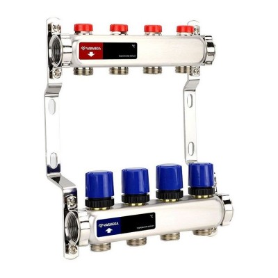 Группа коллекторная для отопления VARMEGA VM15504 ВР 1quot;, на 4 контура 3/4quot; EK, нерж. сталь Группа коллекторная для отопления VARMEGA VM15504 ВР 1quot;, на 4 контура 3/4quot; EK, нерж. сталь