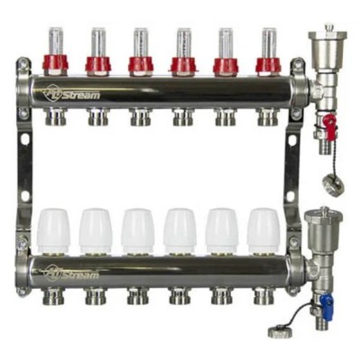 Группа коллект. ALTSTREAM с расходомерами, дренаж. краном и воздухоотвод., нерж. сталь 1quot;х12х3/4quot; Группа коллект. ALTSTREAM с расходомерами, дренаж. краном и воздухоотвод., нерж. сталь 1quot;х12х3/4quot;