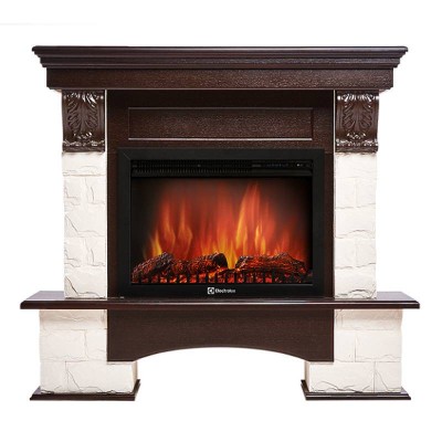 Портал Firelight Forte 25S камень белый, шпон темный дуб Портал Firelight Forte 25S камень белый, шпон темный дуб