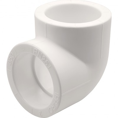 Угольник THERMOLIGHT 90гр. PP-R 50 белый (9/45) Угольник THERMOLIGHT 90гр. PP-R 50 белый (9/45)