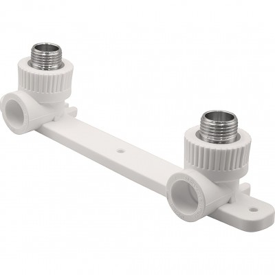 Угольник THERMOLIGHT комбинированный PP-R НР с креплением двойной 20х1/2quot; белый (5/25) Угольник THERMOLIGHT комбинированный PP-R НР с креплением двойной 20х1/2quot; белый (5/25)