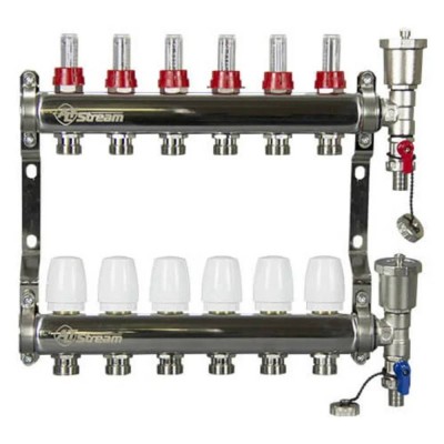 Группа коллект. ALTSTREAM с расходомерами, дренаж. краном и воздухоотвод., нерж. сталь 1quot;х11х3/4quot; Группа коллект. ALTSTREAM с расходомерами, дренаж. краном и воздухоотвод., нерж. сталь 1quot;х11х3/4quot;