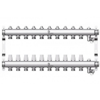 Коллектор Wester нерж. 1quot;-3/4 в сборе на 10 выходов с 2 заглушками, W903.10 Коллектор Wester нерж. 1quot;-3/4 в сборе на 10 выходов с 2 заглушками, W903.10