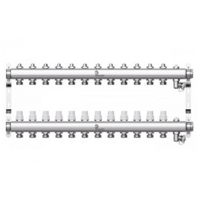 Коллектор Wester нерж. 1quot;-3/4 в сборе на 12 выходов с 2 заглушками, W903.12 Коллектор Wester нерж. 1quot;-3/4 в сборе на 12 выходов с 2 заглушками, W903.12