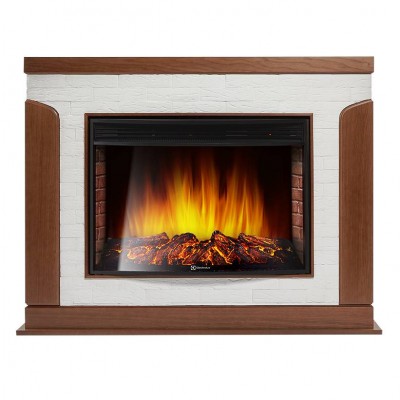 Каминокомплект: Очаг Electrolux EFP/P-3020LS, портал Prestigio 30 камень белый, шпон дуб Каминокомплект: Очаг Electrolux EFP/P-3020LS, портал Prestigio 30 камень белый, шпон дуб