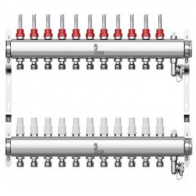 Коллектор Wester нерж. 1quot;-3/4 в сборе с расходомерами на 11 выходов, W902.11 Коллектор Wester нерж. 1quot;-3/4 в сборе с расходомерами на 11 выходов, W902.11