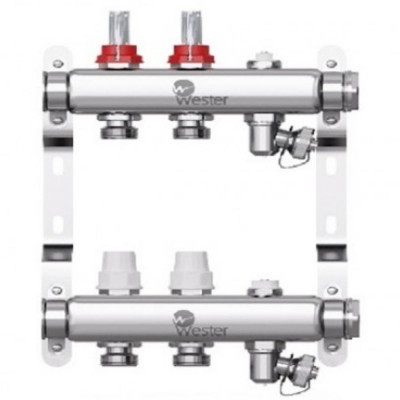 Коллектор Wester нерж. 1quot;-3/4 в сборе с расходомерами на 2 выхода, W902.2 Коллектор Wester нерж. 1quot;-3/4 в сборе с расходомерами на 2 выхода, W902.2