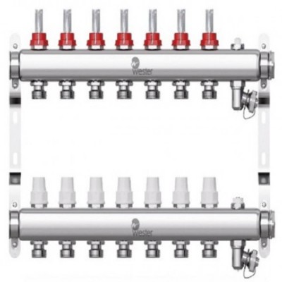 Коллектор Wester нерж. 1quot;-3/4 в сборе с расходомерами на 7 выходов, W902.7 Коллектор Wester нерж. 1quot;-3/4 в сборе с расходомерами на 7 выходов, W902.7