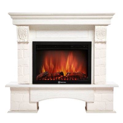 Портал Firelight Forte 25S камень белый, шпон белёный дуб Портал Firelight Forte 25S камень белый, шпон белёный дуб