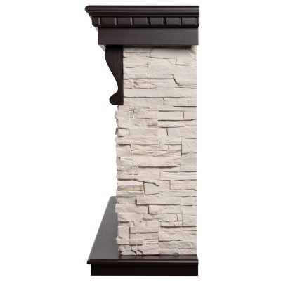 Портал Firelight Michigan 60, камень молочный, шпон темный дуб Портал Firelight Michigan 60, камень молочный, шпон темный дуб