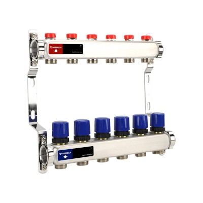 Группа коллекторная для отопления VARMEGA VM15506 ВР 1quot;, на 6 контуров 3/4quot; EK, нерж. сталь Группа коллекторная для отопления VARMEGA VM15506 ВР 1quot;, на 6 контуров 3/4quot; EK, нерж. сталь