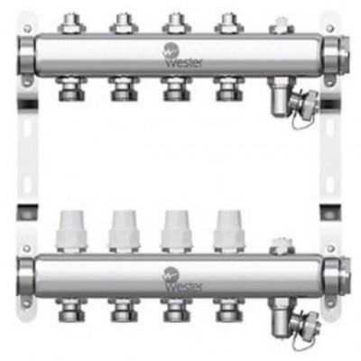Коллектор Wester нерж. 1quot;-3/4 в сборе на 5 выходов с 2 заглушками, W903.5 Коллектор Wester нерж. 1quot;-3/4 в сборе на 5 выходов с 2 заглушками, W903.5