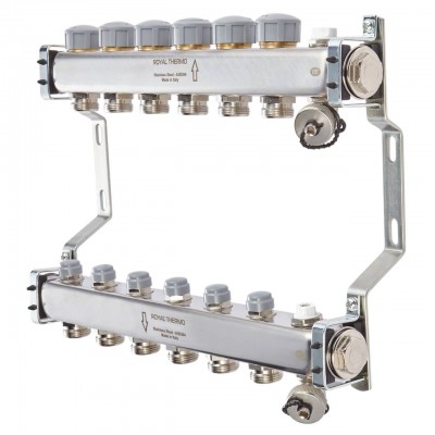 Коллектор нерж. в сборе универсальный 1" ВР-3/4" НР, 3 выхода Коллектор нерж. в сборе универсальный 1" ВР-3/4" НР, 3 выхода