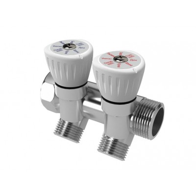 Коллектор с регулировочными вентилями 3/4"x1/2", 2 выхода Коллектор с регулировочными вентилями 3/4"x1/2", 2 выхода