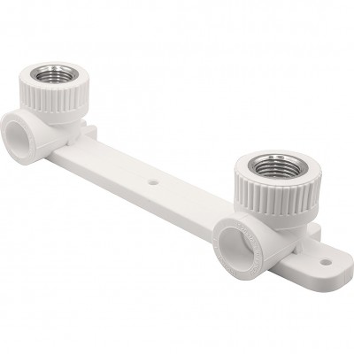 Угольник THERMOLIGHT комбинированный PP-R ВР с креплением двойной 20х1/2quot; белый (5/40) Угольник THERMOLIGHT комбинированный PP-R ВР с креплением двойной 20х1/2quot; белый (5/40)