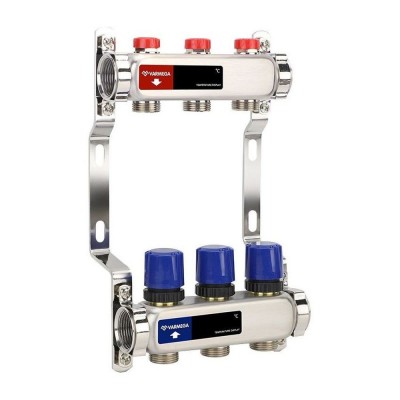 Группа коллекторная для отопления VARMEGA VM15503 ВР 1quot;, на 3 контура 3/4quot; EK, нерж. сталь Группа коллекторная для отопления VARMEGA VM15503 ВР 1quot;, на 3 контура 3/4quot; EK, нерж. сталь