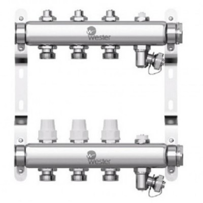 Коллектор Wester нерж. 1quot;-3/4 в сборе на 3 выхода с 2 заглушками, W903.3 Коллектор Wester нерж. 1quot;-3/4 в сборе на 3 выхода с 2 заглушками, W903.3