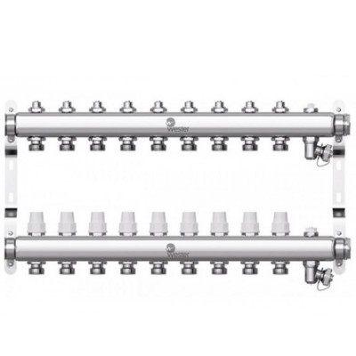 Коллектор Wester нерж. 1quot;-3/4 в сборе на 9 выходов с 2 заглушками, W903.9 Коллектор Wester нерж. 1quot;-3/4 в сборе на 9 выходов с 2 заглушками, W903.9