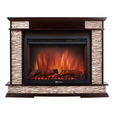 Каминокомплект: Очаг Electrolux EFP/P-2720RLS,портал Scala 25 сланец скалистый бурый,шпон тёмный дуб Каминокомплект: Очаг Electrolux EFP/P-2720RLS,портал Scala 25 сланец скалистый бурый,шпон тёмный дуб