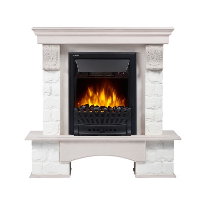 Портал Firelight Forte Classic U (угловой) камень белый, шпон белёный дуб Портал Firelight Forte Classic U (угловой) камень белый, шпон белёный дуб