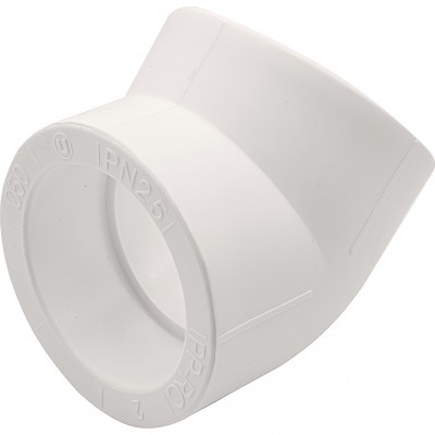 Угольник THERMOLIGHT 45гр. PP-R 50 белый (7/49) Угольник THERMOLIGHT 45гр. PP-R 50 белый (7/49)