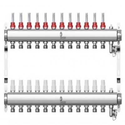 Коллектор Wester нерж. 1quot;-3/4 в сборе с расходомерами на 12 выходов, W902.12 Коллектор Wester нерж. 1quot;-3/4 в сборе с расходомерами на 12 выходов, W902.12