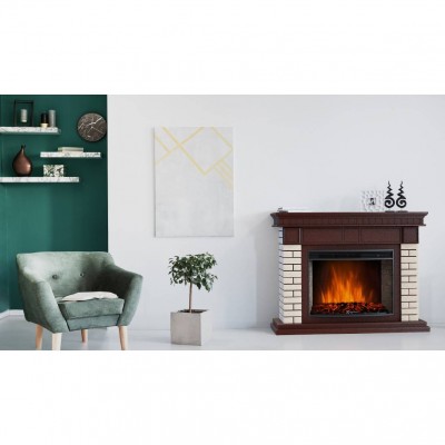 Каминокомплект: Очаг Electrolux EFP/P-2720RLS, портал Bricks 25 камень бежевый, шпон темный дуб Каминокомплект: Очаг Electrolux EFP/P-2720RLS, портал Bricks 25 камень бежевый, шпон темный дуб