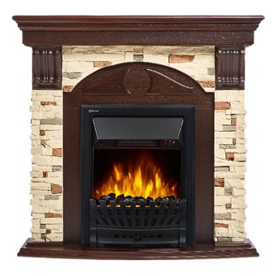 Портал Firelight Torre Classic камень сланец натуральный, шпон темный дуб Портал Firelight Torre Classic камень сланец натуральный, шпон темный дуб