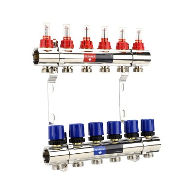 Группа коллекторная VARMEGA с расходомерами ВР 1quot; 6 х 3/4quot; EK латунь VM15406 Группа коллекторная VARMEGA с расходомерами ВР 1quot; 6 х 3/4quot; EK латунь VM15406