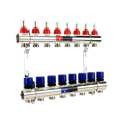 Группа коллекторная VARMEGA с расходомерами ВР 1quot; 8 х 3/4quot; EK латунь VM15408 Группа коллекторная VARMEGA с расходомерами ВР 1quot; 8 х 3/4quot; EK латунь VM15408