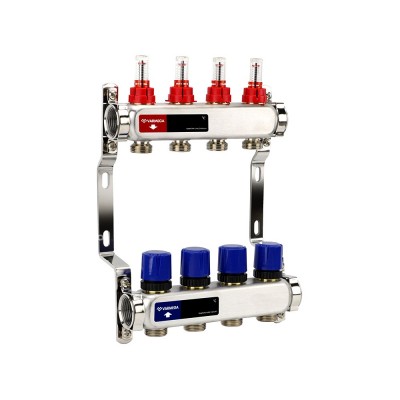 Группа коллекторная VARMEGA с расходомерами ВР 1quot; 4 х 3/4quot; EK латунь VM15404 Группа коллекторная VARMEGA с расходомерами ВР 1quot; 4 х 3/4quot; EK латунь VM15404