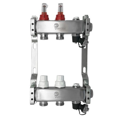 Коллектор Wester нерж. 1quot;-3/4 в сборе с расходомерами на 2 выхода, MUFS2134 Коллектор Wester нерж. 1quot;-3/4 в сборе с расходомерами на 2 выхода, MUFS2134