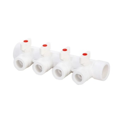 Коллектор Lammin с шаровыми кранами PPR 25 х 4 25/1 белый Коллектор Lammin с шаровыми кранами PPR 25 х 4 25/1 белый