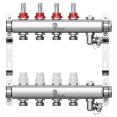 Коллектор Wester нерж. 1quot;-3/4 в сборе с расходомерами на 4 выхода, W902.4 Коллектор Wester нерж. 1quot;-3/4 в сборе с расходомерами на 4 выхода, W902.4