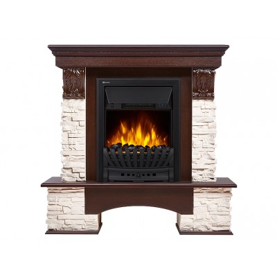 Портал Firelight Pietra Classic камень белый, шпон темный дуб Портал Firelight Pietra Classic камень белый, шпон темный дуб