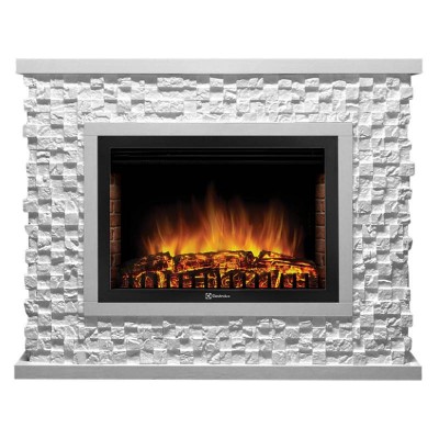 Портал Firelight Quadro 25 камень песчаник античный белый, белая эмаль Портал Firelight Quadro 25 камень песчаник античный белый, белая эмаль