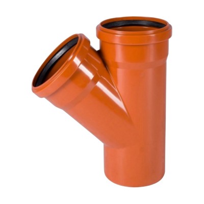 Тройник VALFEX 45гр. 110-110 нар. канализ. (18), рыжий Тройник VALFEX 45гр. 110-110 нар. канализ. (18), рыжий