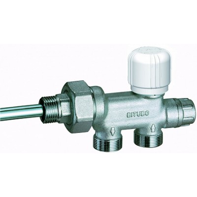 Терморег. узел нижнего подкл. (для 2-х систем) отводы М24х19, к радиатору 1/2" Терморег. узел нижнего подкл. (для 2-х систем) отводы М24х19, к радиатору 1/2"