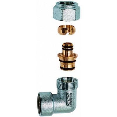 Угольник 1/2"ВР c концовкой для м/п труб 16х2 Угольник 1/2"ВР c концовкой для м/п труб 16х2