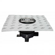 Трап с решеткой КЛИК-КЛАК HL 540, с "сухим" сифоном, с гидроизоляционным полотном 420х420 мм под жидкую гидроизоляцию, с горизонтальным выпуском DN50