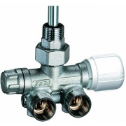 Терморег. угл. узел нижн. подкл., левый., отводы М24х19 , к радиатору 1/2" (для 1 и 2-х систем)