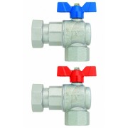 Кран шаров.EVOLUTION, угл., 1/2"х3/4"(В-нак.гайка), крас.бабочка