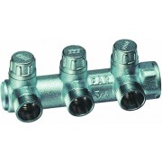 Запорный коллектор 3/4" с 3 отв. 1/2"НР (межосев. 45 мм) ,концевой