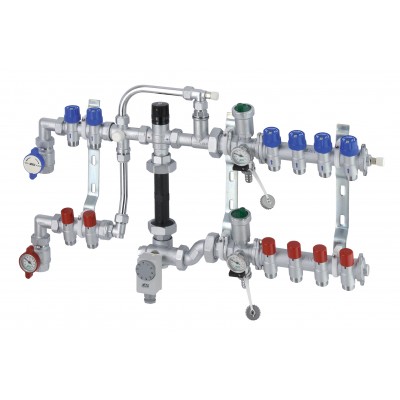 Рег.узел с коллект.для систем напол.и радиат.отопл. 4 отв на ТП 2 отв на рад. 1"х3/4" EU Рег.узел с коллект.для систем напол.и радиат.отопл. 4 отв на ТП 2 отв на рад. 1"х3/4" EU