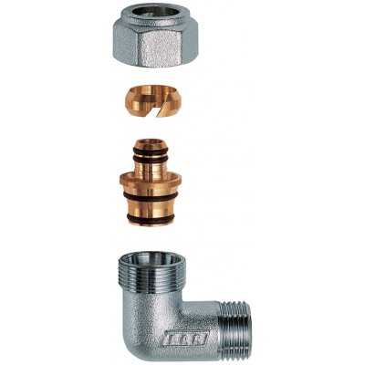 Угольник 1" НР с концовкой для м/п труб 32х3 Угольник 1" НР с концовкой для м/п труб 32х3