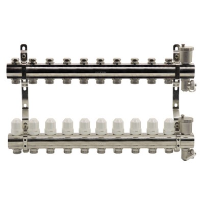 Блок коллекторный Kromwell с термостатическими вставками и запорными клапанами 1"x3/4"x10 Блок коллекторный Kromwell с термостатическими вставками и запорными клапанами 1"x3/4"x10